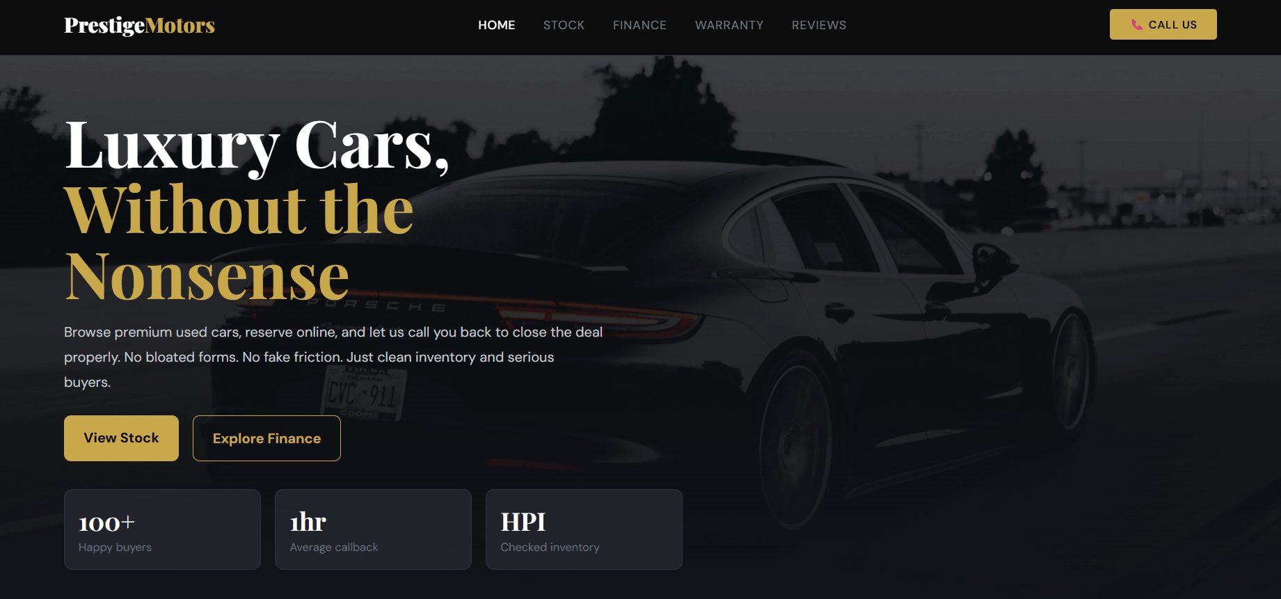 Luxury car dealership website